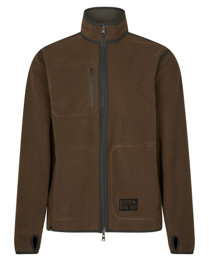 Grizzly Brown Demitasse Brown Coloured Seeland Mens Rogue Solid Reversible Fleece Jacket on white background #colour_grizzly-brown-demitasse-brown
