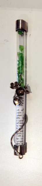 Silver Capped Wedding Glass Mezuzah