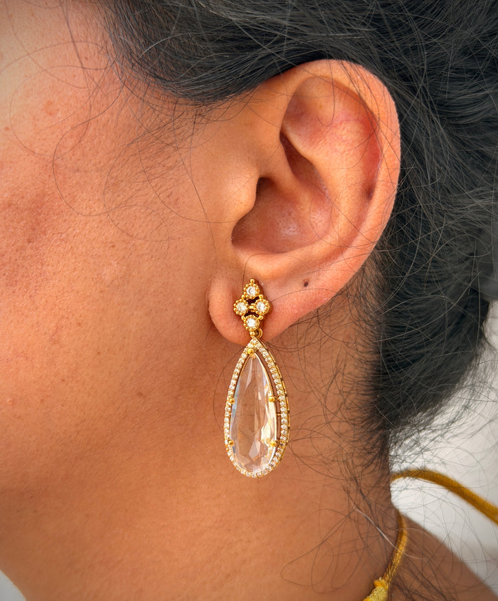 Smoky CZ Teardrop Necklace Set