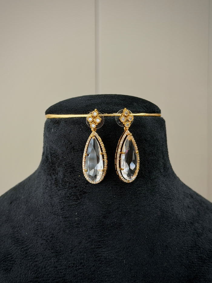 Smoky CZ Teardrop Necklace Set