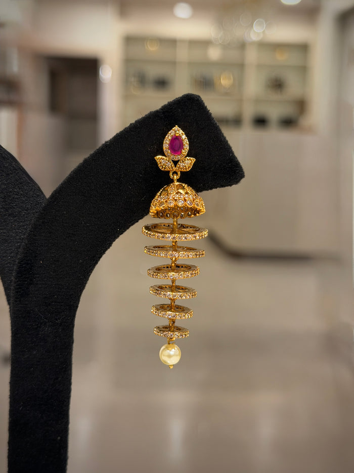 Spiral Pearl Drop Jhumka Earrings