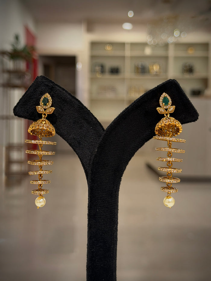 Spiral Pearl Drop Jhumka Earrings