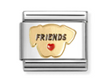 Stainless Steel & 18K Yellow Gold Red Heart Dog Charm