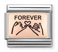 Stainless Steel & 9K Rose Gold Forever Pink Promise Charm