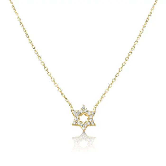 Sterling or Gold-filled  CZ Jewish Star Necklace