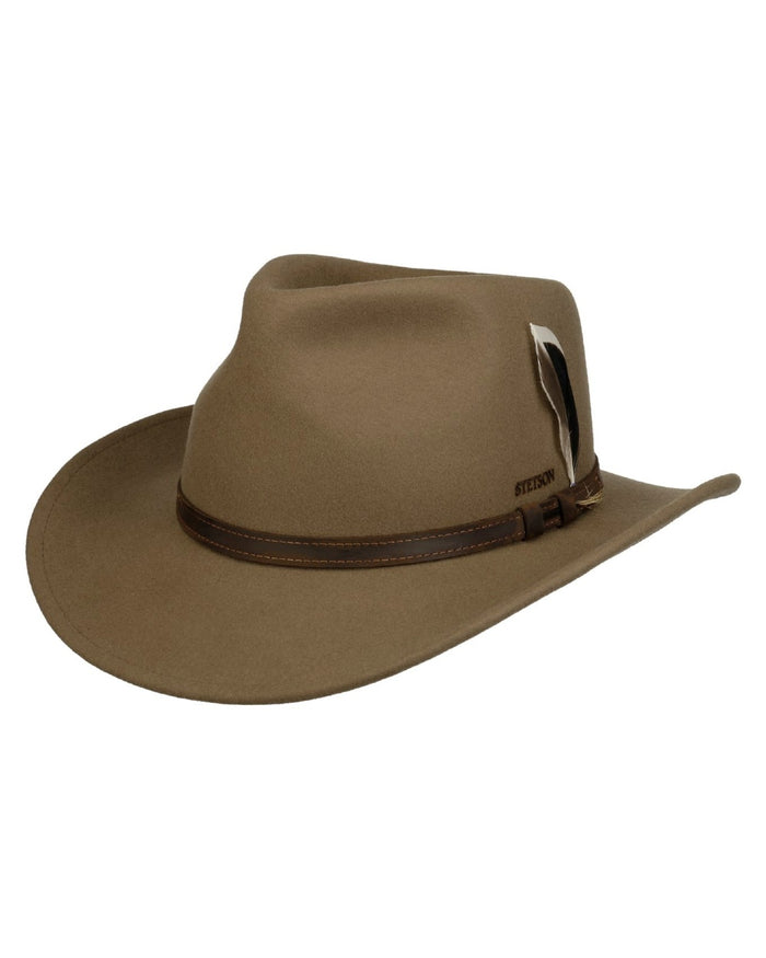 Dried Herb coloured Stetson Mobridge Western Wool Hat on white background #colour_dried-herb