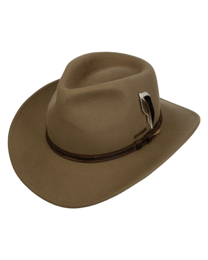 Dried Herb coloured Stetson Mobridge Western Wool Hat on white background #colour_dried-herb