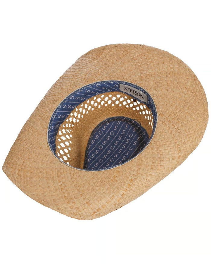 Natural coloured Stetson Rifterson Western Raffia Hat on white background #colour_natural