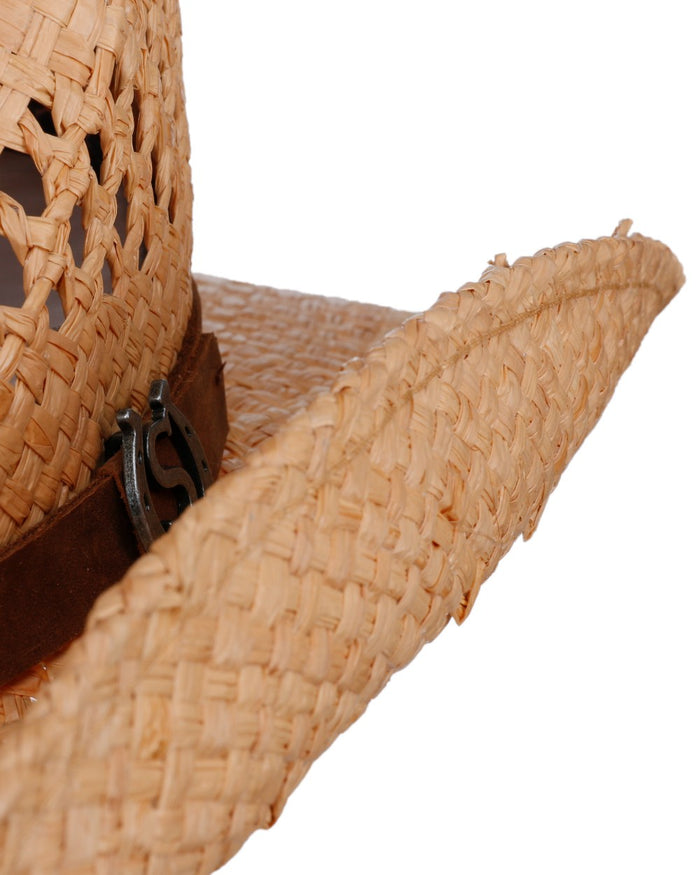 Natural coloured Stetson Rifterson Western Raffia Hat on white background #colour_natural