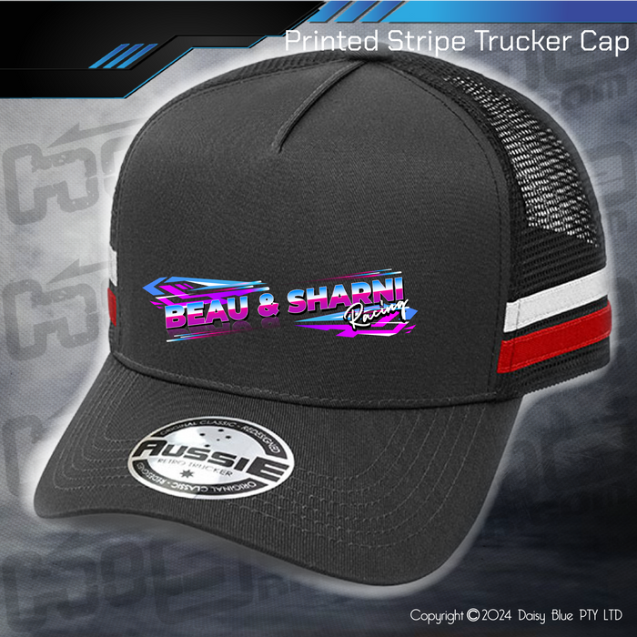 STRIPE Trucker Cap - Beau & Sharni Racing