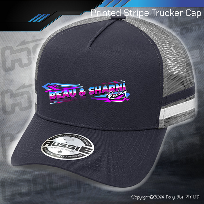 STRIPE Trucker Cap - Beau & Sharni Racing