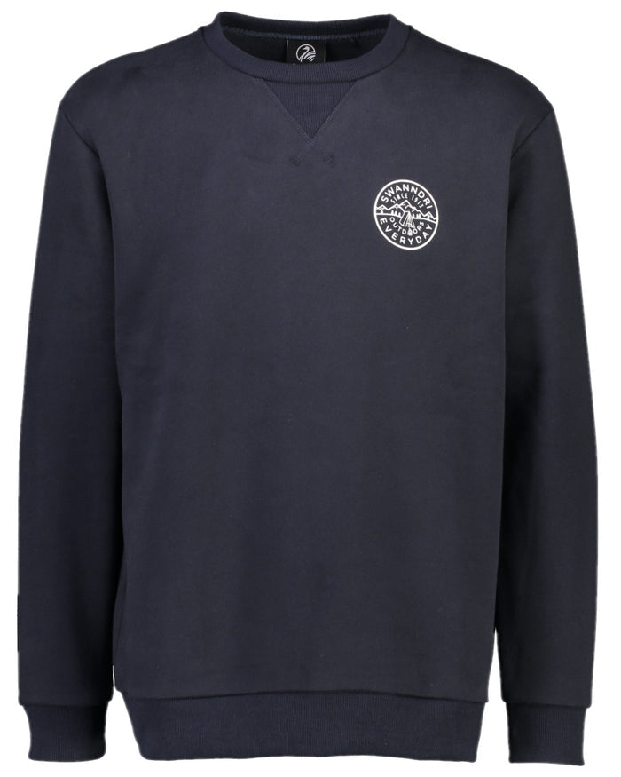 Navy Coloured Swanndri Mens Camp Crew Fleece on white background #colour_navy