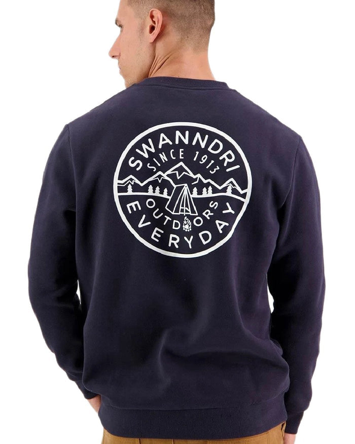 Navy Coloured Swanndri Mens Camp Crew Fleece on white background #colour_navy