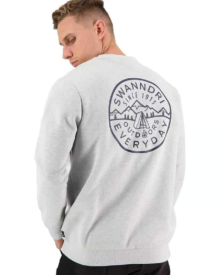 Grey Marle Coloured Swanndri Mens Camp Crew Fleece on white background #colour_grey-marle