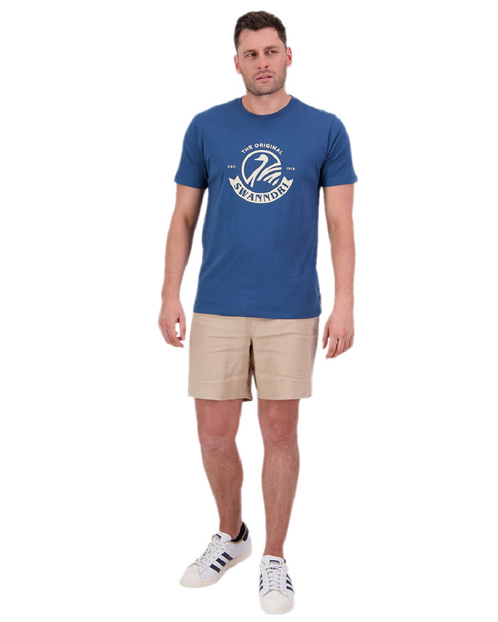Tidal Teal Light Taupe Coloured Swanndri Mens Original V2 T-Shirt on white background #colour_tidal-teal-light-taupe