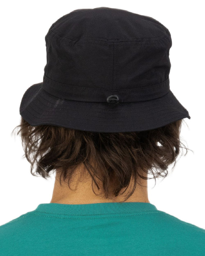 Black Coloured Swanndri Murrays Bay V2 Bucket Hat on white background #colour_black