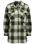 Limestone Check Coloured Swanndri Womens Anchorage Longline Jacket on white background #colour_limestone-check