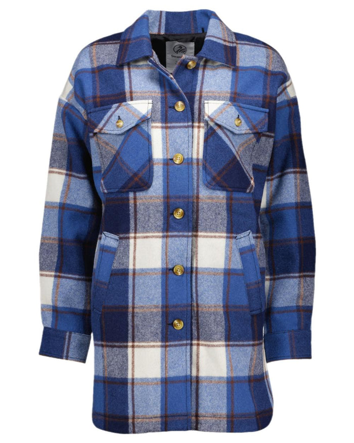 Fitzroy Check Coloured Swanndri Womens Anchorage Longline Jacket on white background #colour_fitzroy-check