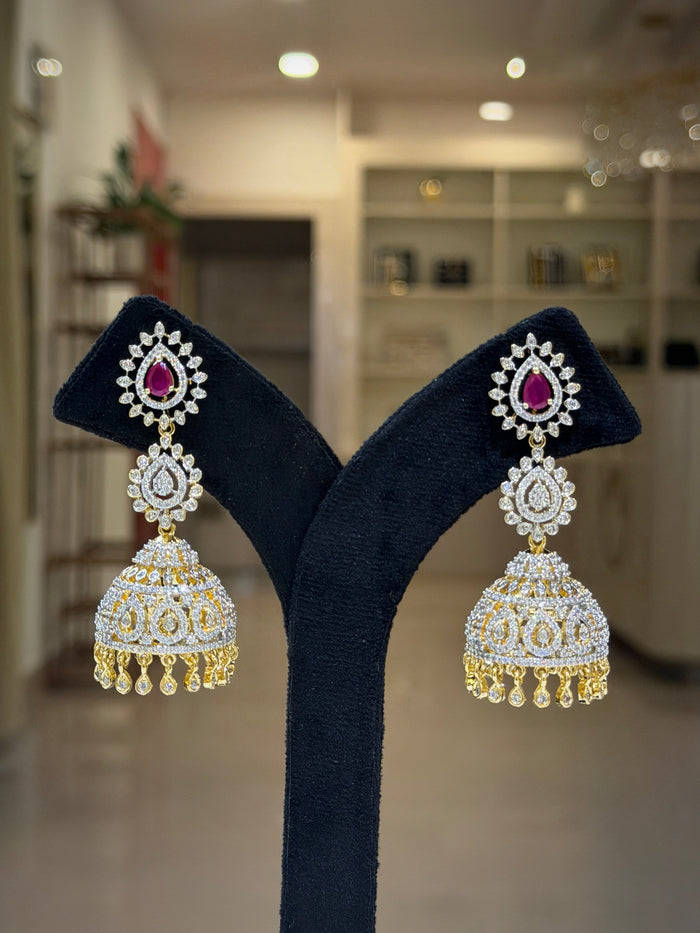Teardrop Crystal Bridal Jhumka Earrings