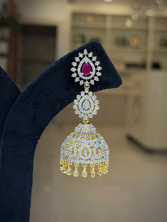 Teardrop Crystal Bridal Jhumka Earrings