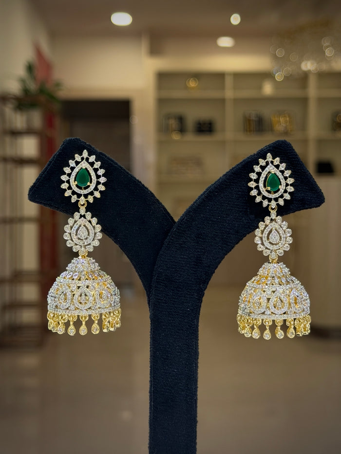 Teardrop Crystal Bridal Jhumka Earrings