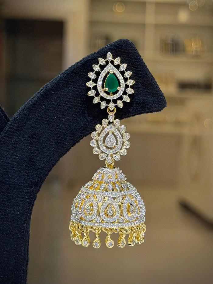 Teardrop Crystal Bridal Jhumka Earrings