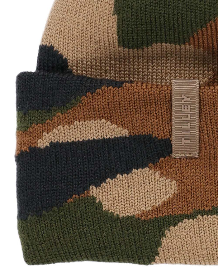 Camo coloured Tilley Camo Beanie on white background #colour_camo