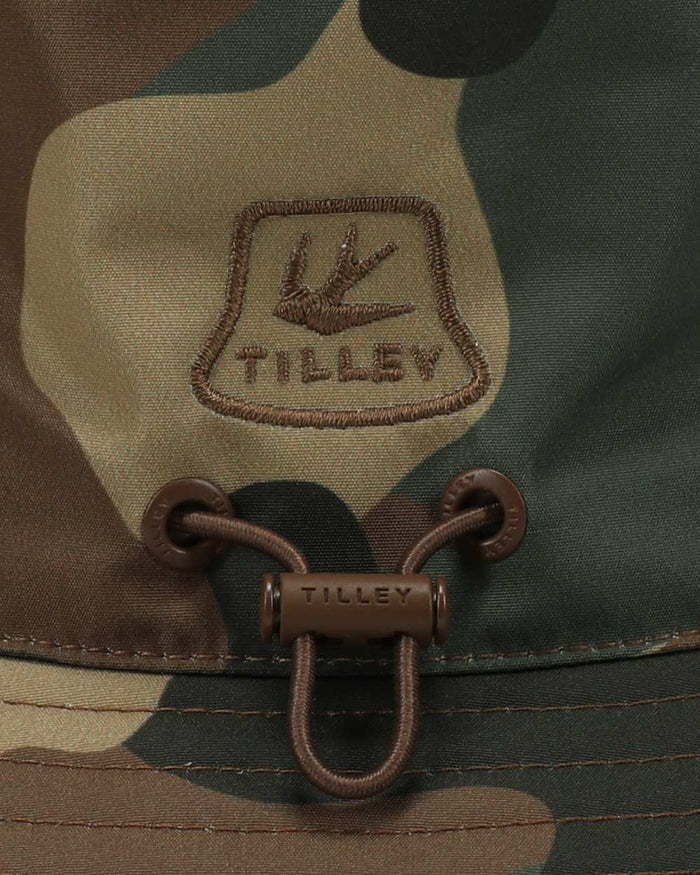 Camo coloured Tilley Camo Logo Technical T1 Bucket Hat on white background #colour_camo