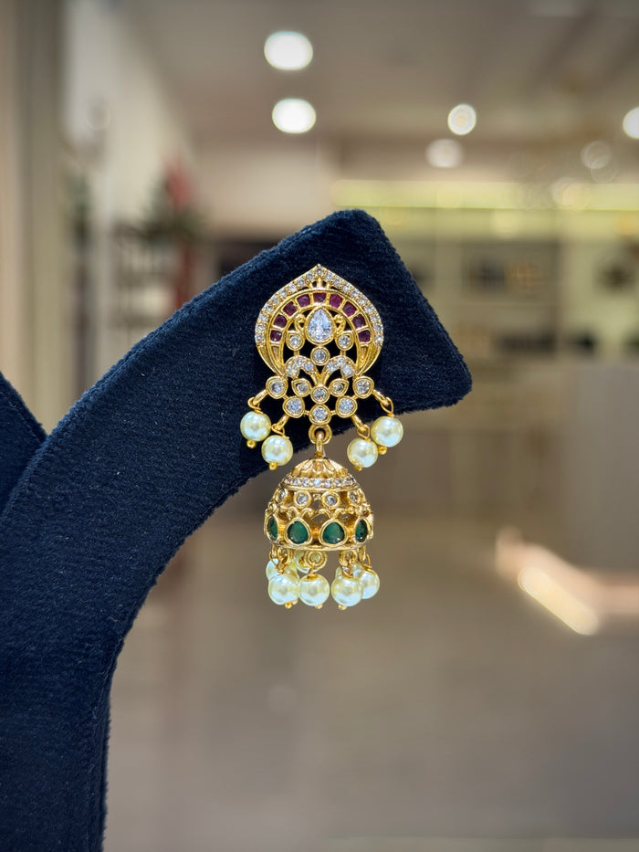Traditional Kundan Pearl Drops Jhumka Earrings