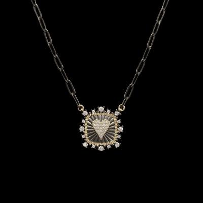 Triple Tone Heart Necklace