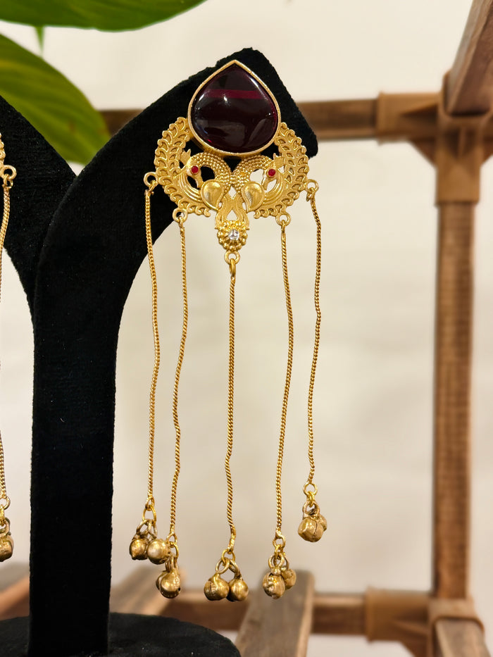 Twin Peacock Kashmiri Earrings