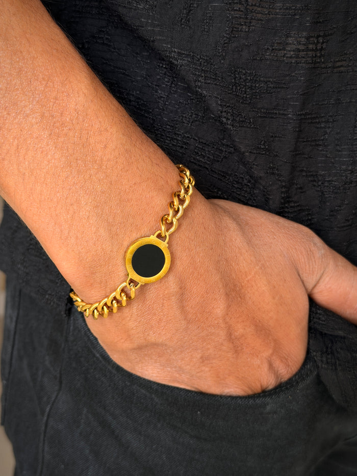 Two-in-One Black & White Sachin Men's Chain Bracelet