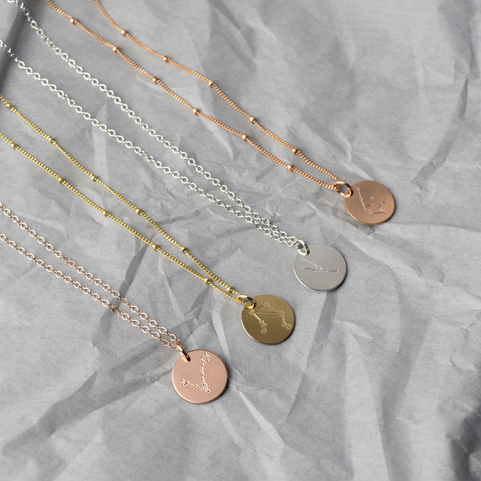 Virgo Constellation Necklace with Monogram Engraving on Back