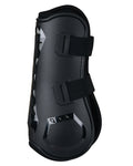 Black Coloured WeatherBeeta Tough-Tec Essential Open Front Boots on white background #colour_black