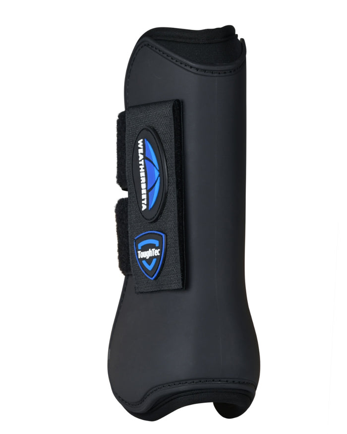 Black Coloured WeatherBeeta Tough-Tec Prime Open Front Boots on white background #colour_black