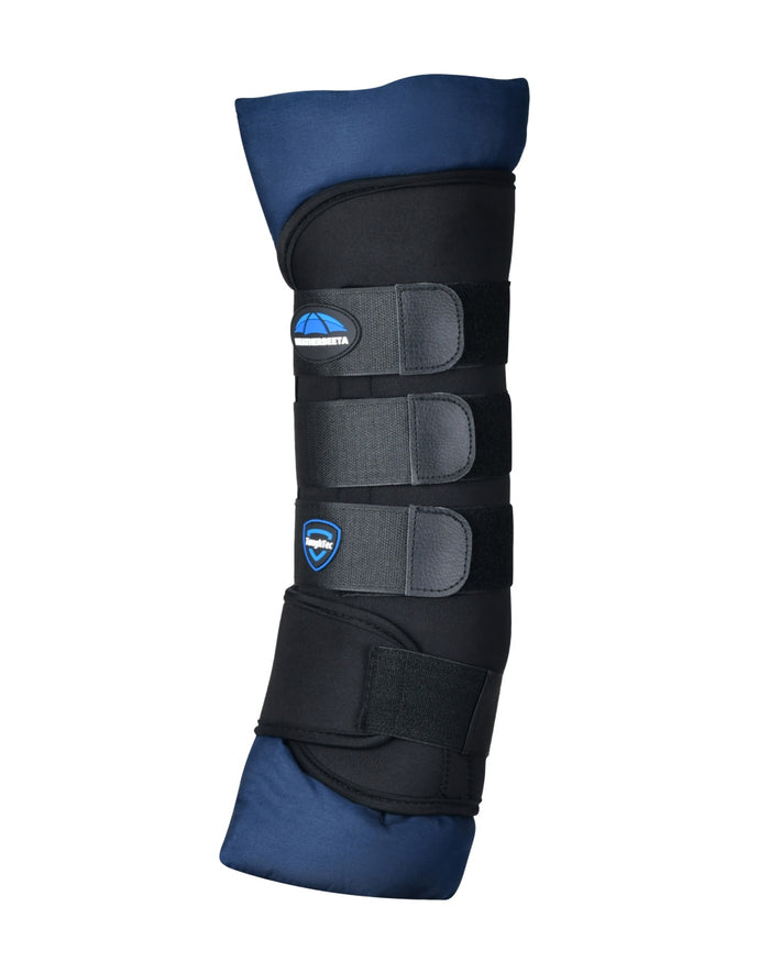 Black Navy Coloured WeatherBeeta Tough-Tec Stable Boot Wraps on white background #colour_black-navy