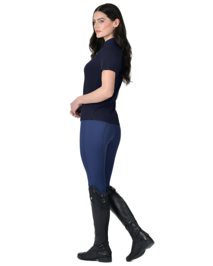 Navy coloured WeatherBeeta Womens Bamboo Short Sleeve Performance Base Layer on white background #colour_navy