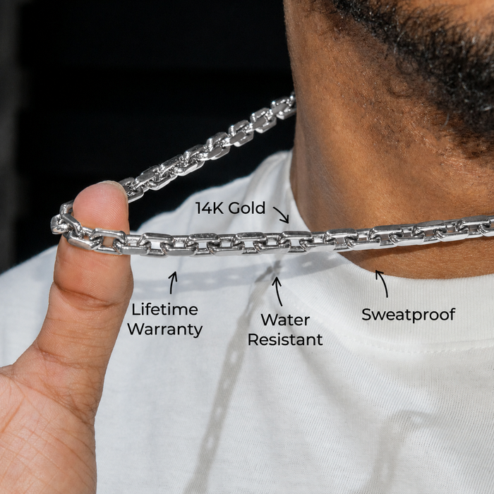 White Gold Jewelry -  Mens 14K White Gold Link Chain