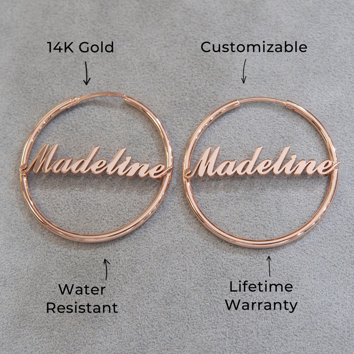 Women Jewelry - 14K Rose Gold Hoop Earrings | Style # E08