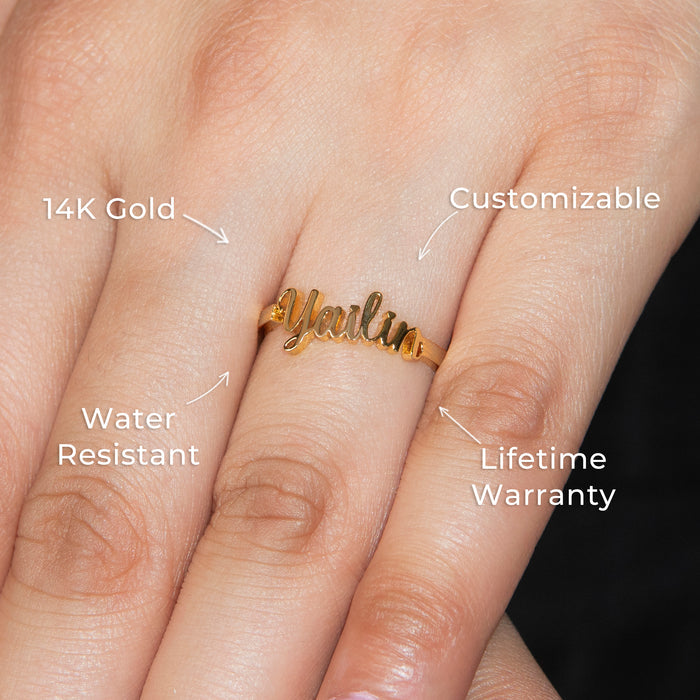 Women Jewelry - Gold Name Ring | Style # R32