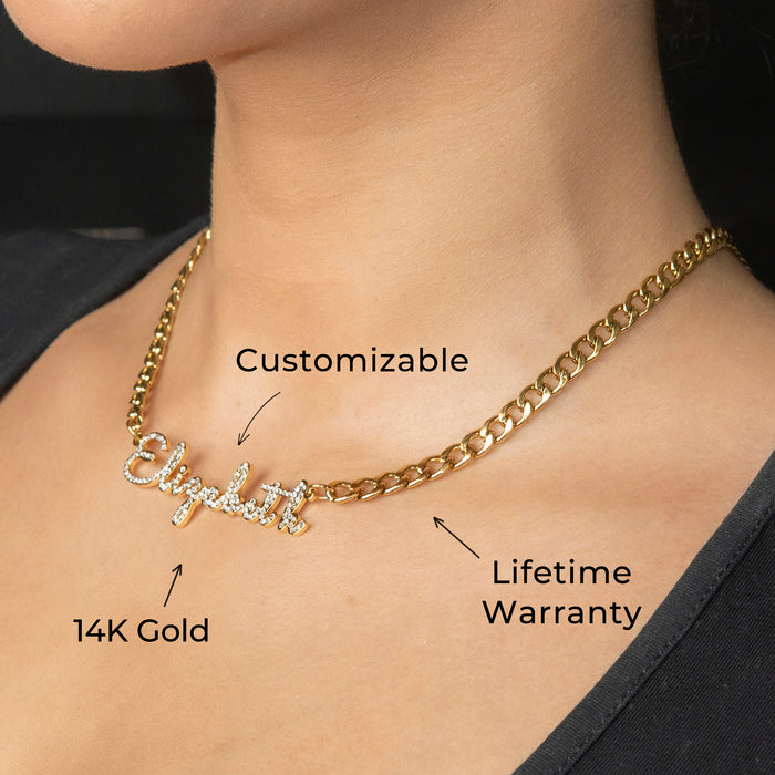 Women Jewelry - Iced Out VVS Name Necklace | Style # N18