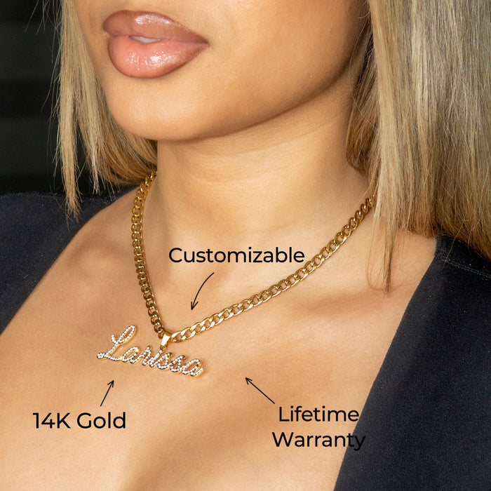 Women Jewelry - Iced Out VVS Name Necklace | Style # N26