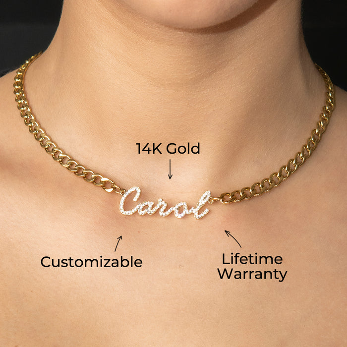 Women Jewelry - Iced Out VVS Name Necklace | Style # N40