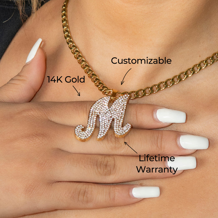 Women Jewelry - Initial Iced Out VVS Necklace | Style # 48
