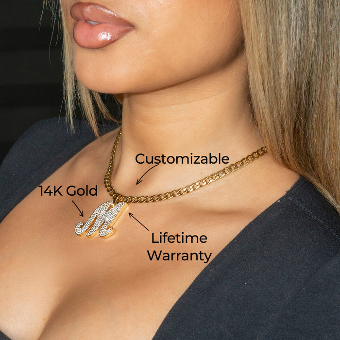 Women Jewelry - Initial Iced Out VVS Necklace | Style # 48