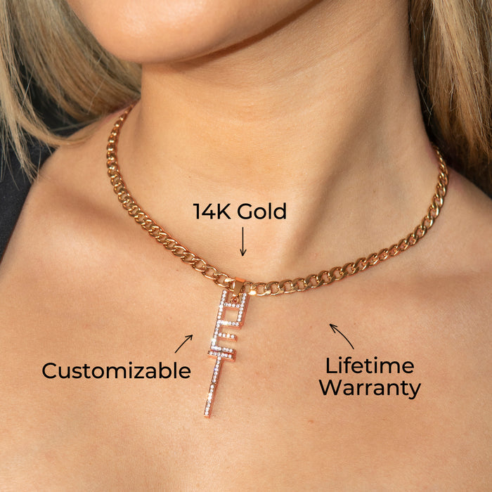 Women Jewelry - Rose Gold Iced Out VVS Name Necklace | Style # N21
