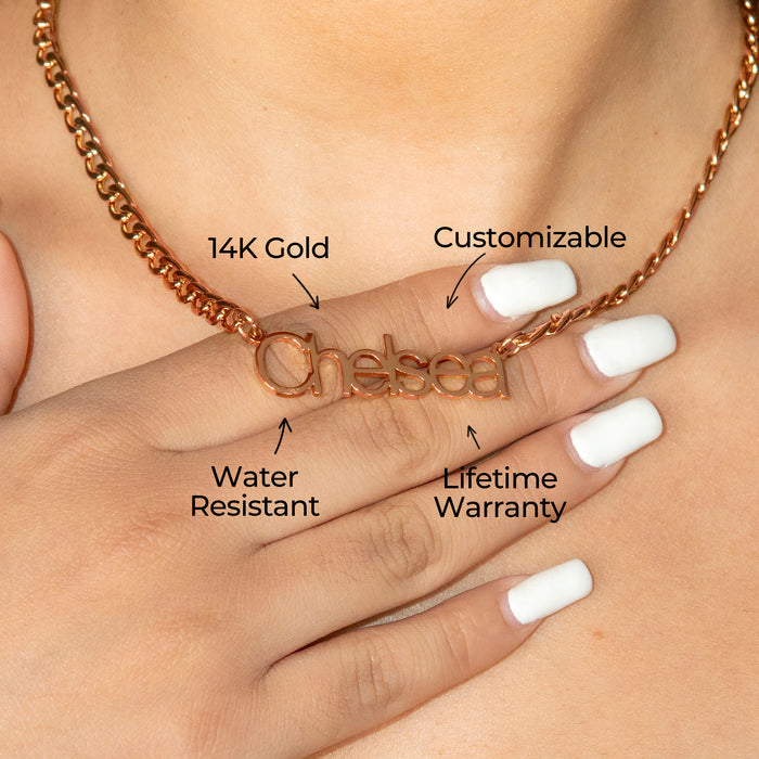 Women Jewelry - Rose Gold Name Necklace | Style # N03