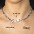 Women Jewelry - White Gold Iced Out VVS Name Necklace | Style # N24