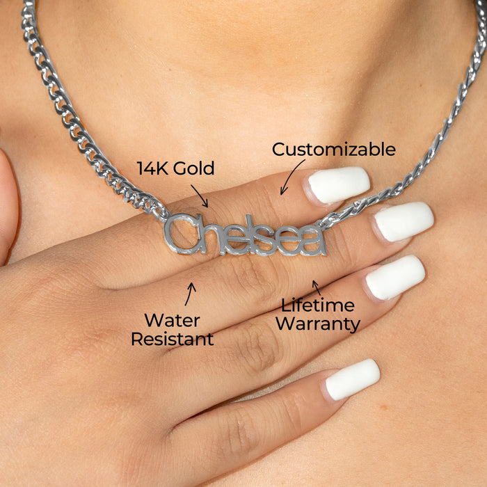 Women Jewelry - White Gold Name Necklace | Style # N03