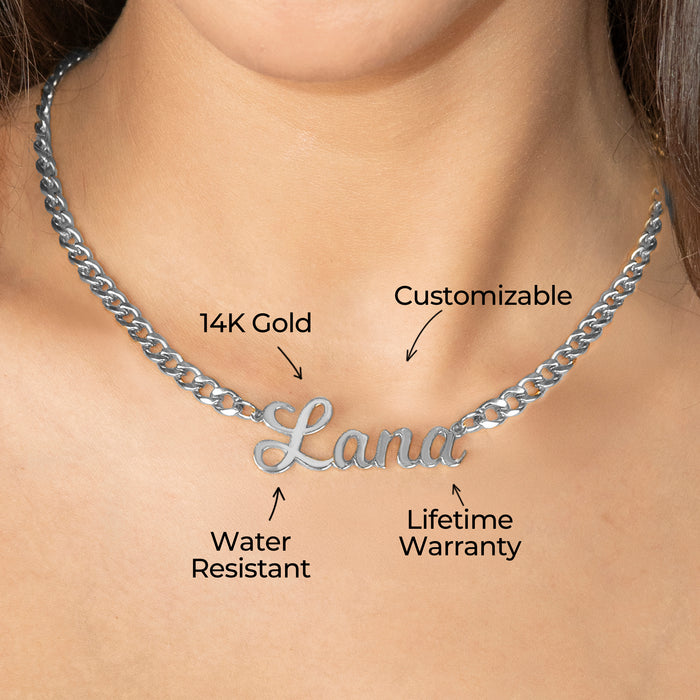 Women Jewelry - White Gold Name Necklace | Style # N04